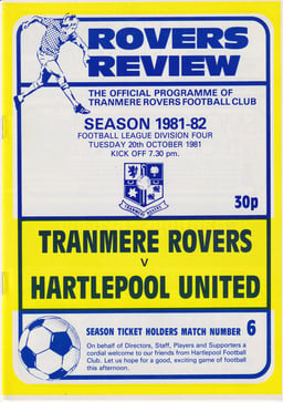 Tranmere Rovers v Hartlepool United Match Programme 1981-10-20